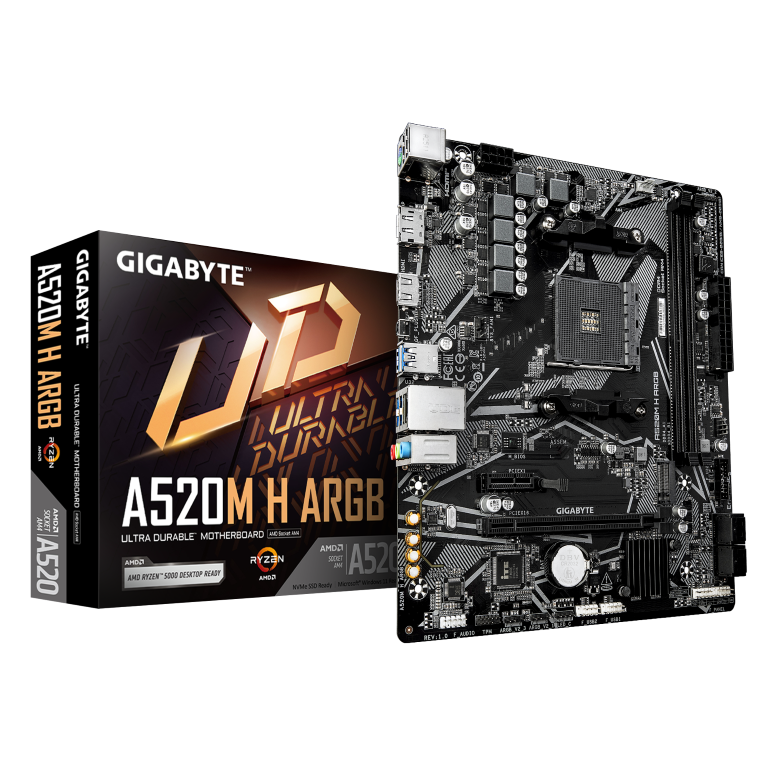 לוח אם Gigabyte A520M H ARGB AM4 DDR4 Micro-Atx HDMI DP
