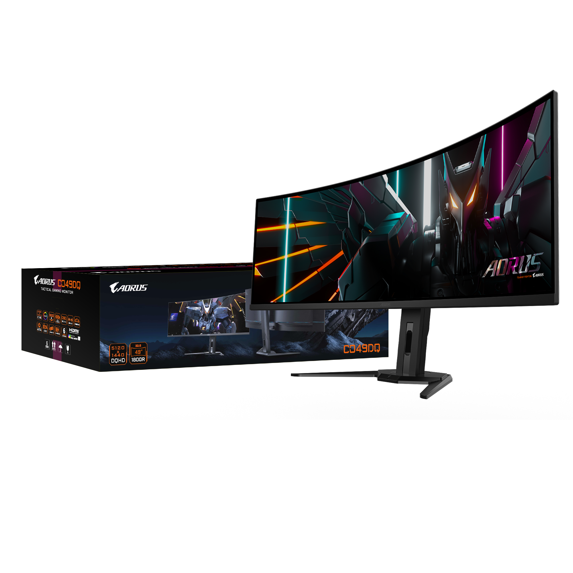 מסך AORUS CO49DQ Ultra-Wide DQHD OLED 0.03ms 144Hz KVM HDR