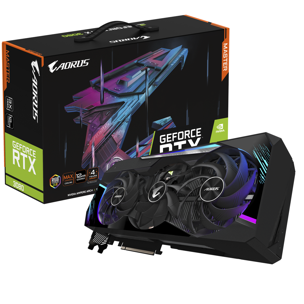 כרטיס מסך Gigabyte RTX3080 AORUS MASTER PCIEX16 4.0 12GB