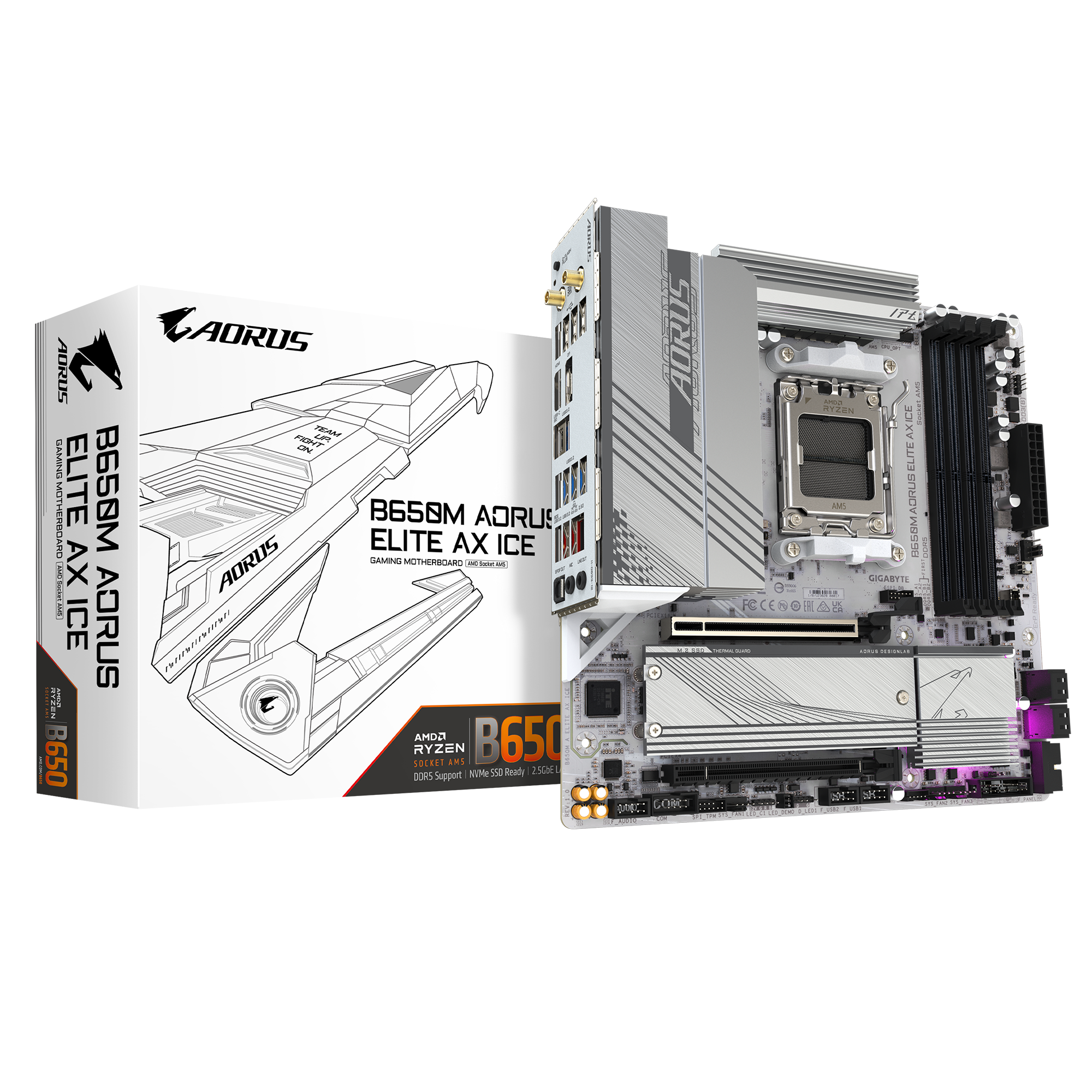 לוח Gigabyte B650M A ELITE AX ICE ATX AM5 WIFI BT PCIE5.0 White