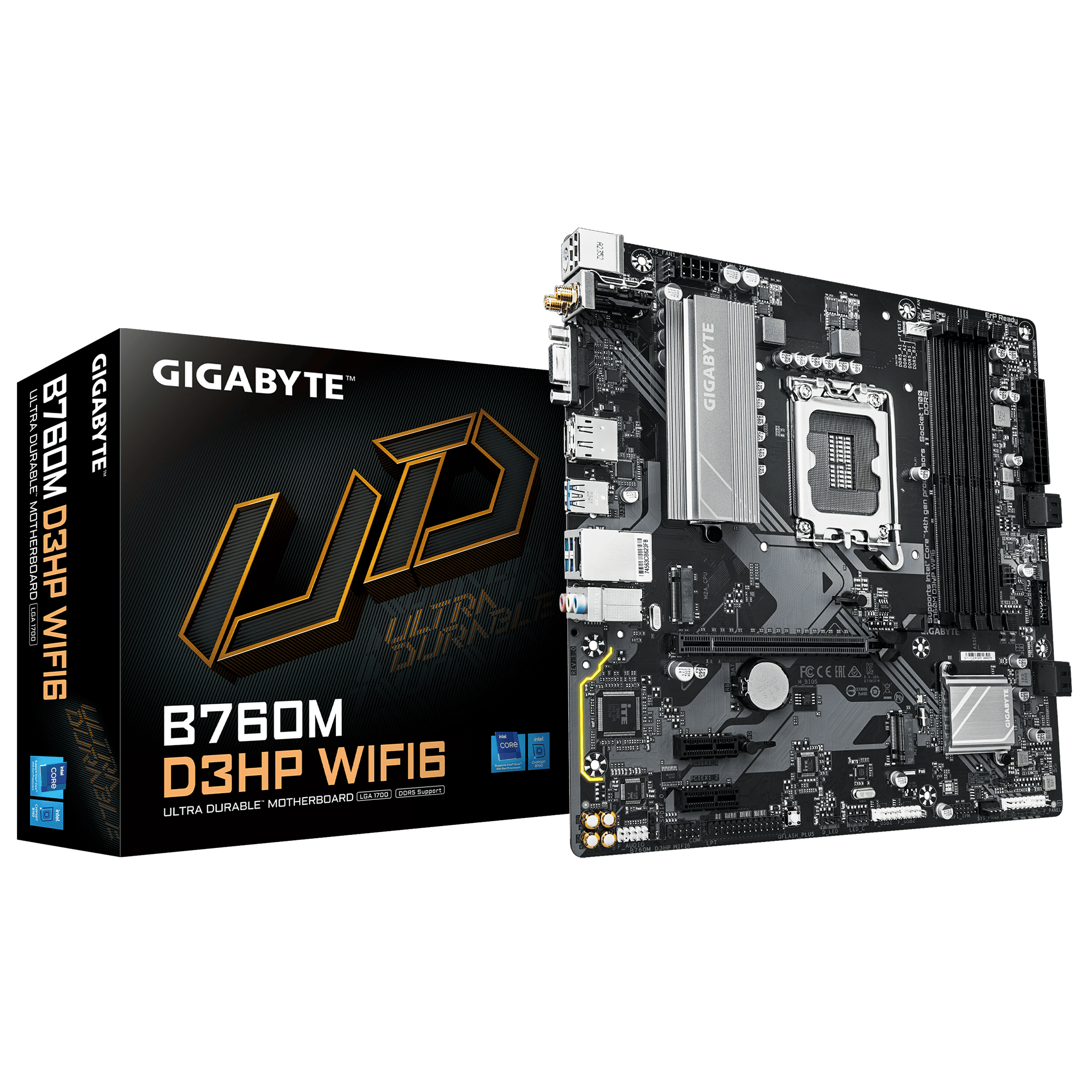 לוח אם אינטל GIGABYTE B760M D3HP WIFI6 mATX DP HDMI VGA LGA1700