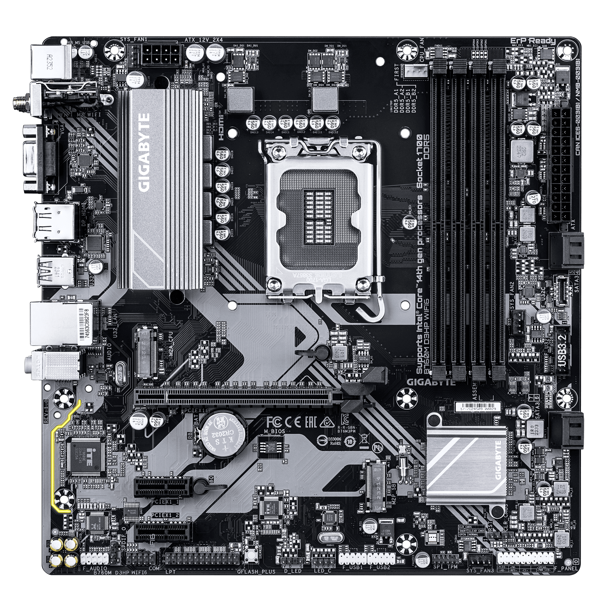 לוח אם אינטל GIGABYTE B760M D3HP WIFI6 mATX DP HDMI VGA LGA1700