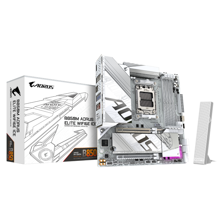 לוח אם Gigabyte B850M AORUS ELITE WIFI6E ICE M-ATX DDR5 AM5 2.5GB