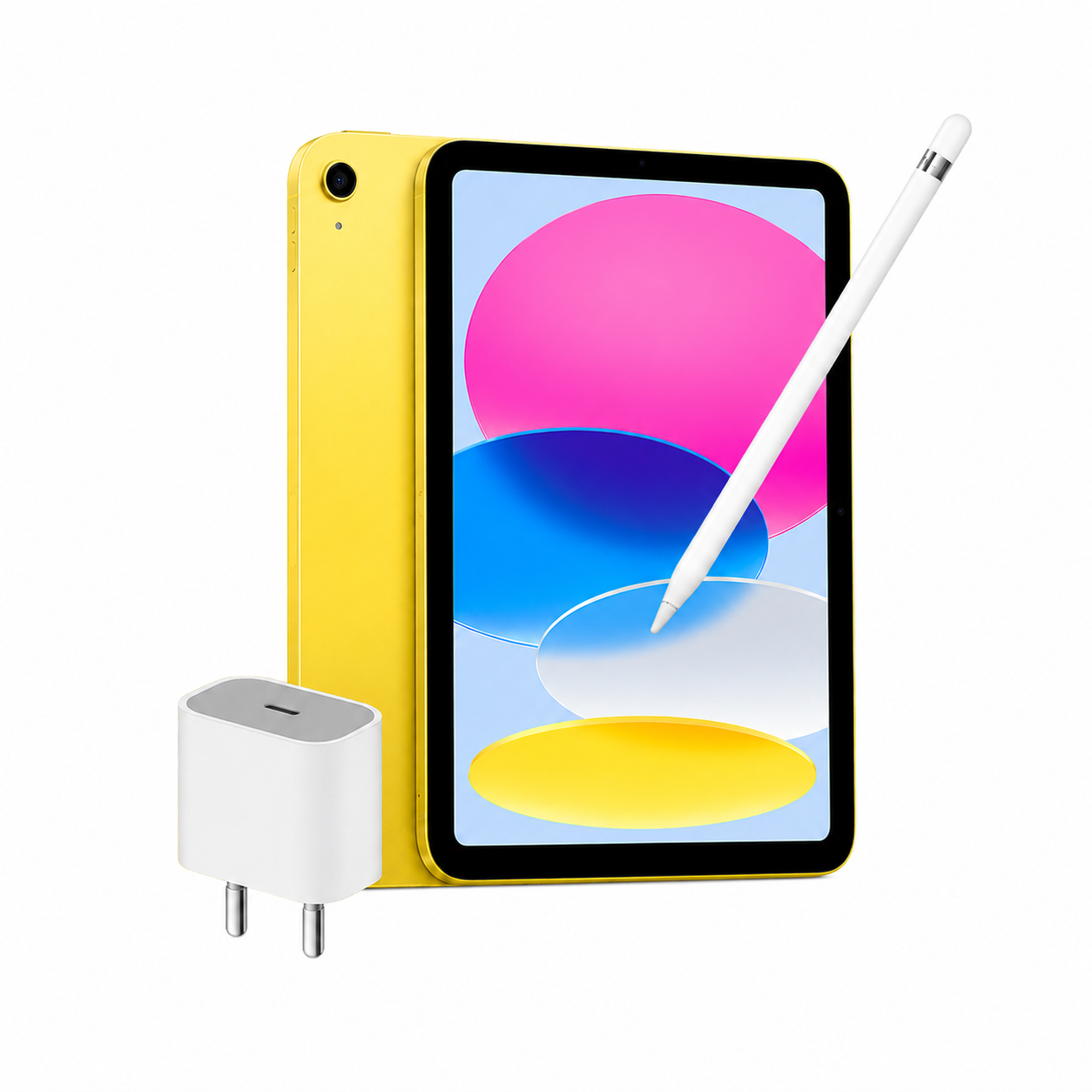 באנדל Apple iPad 11" 128GB + Apple Pencil + ראש מטען - צבע צהוב- יבואן רשמי