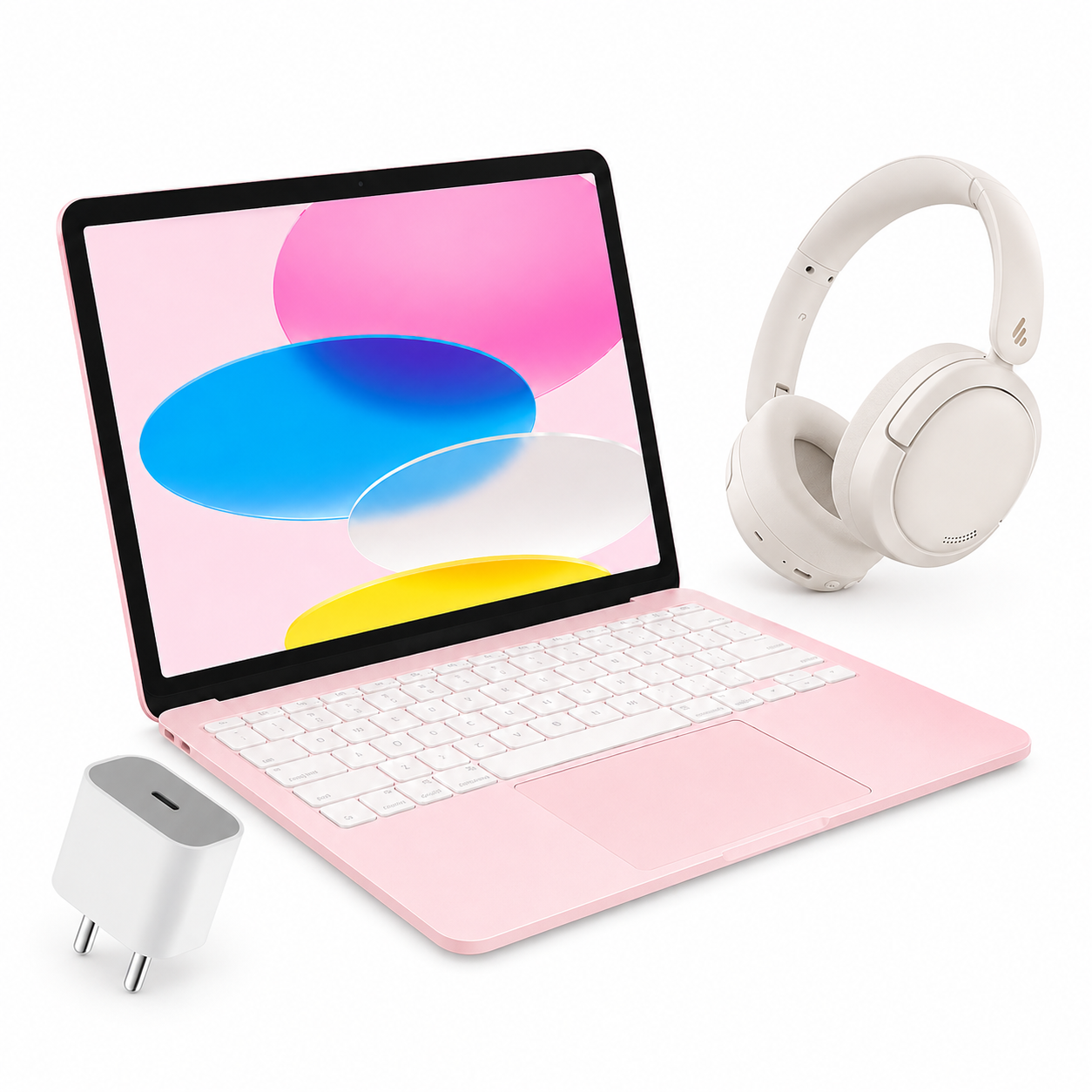 באנדל Apple MacBook Neo 13" ורוד + אוזניות אלחוטיות Edifier W800BT Pro שנהב  - יבואן רשמי
