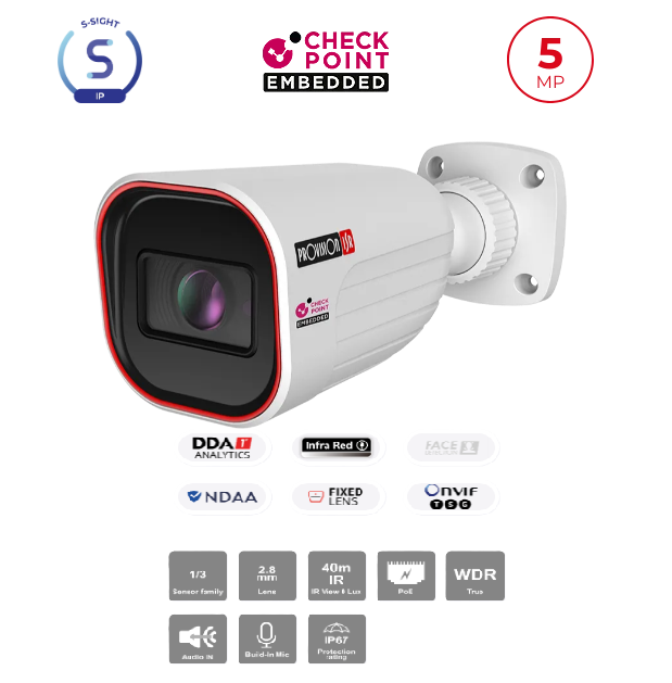 מצלמה Provision DI-350IPSN-28-V4 IP 5MP 2.8 POE IP67