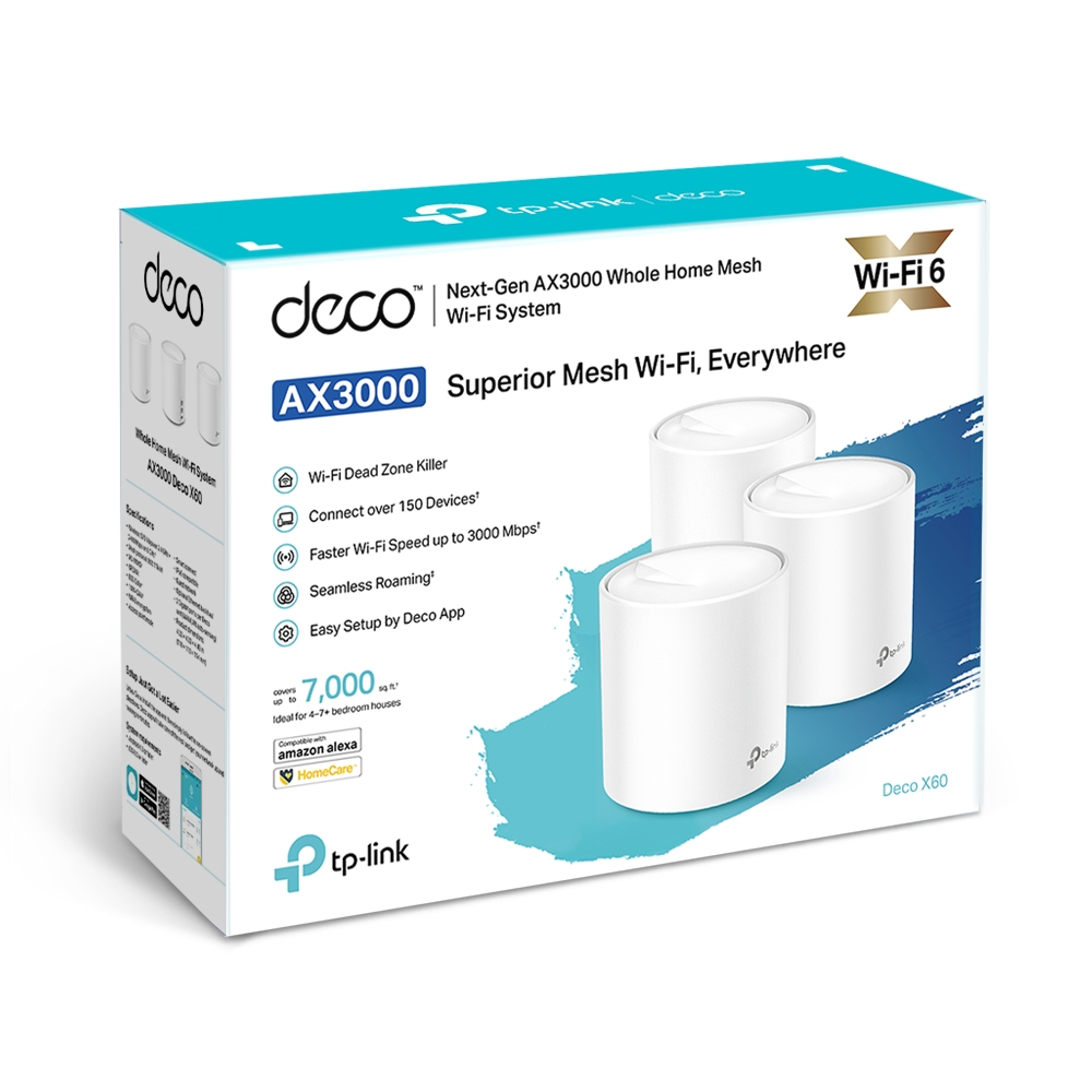 נתב אלחוטי לכיסוי מושלם TP-LINK Deco X60 Mesh Wifi6 AX3000 3 Pack