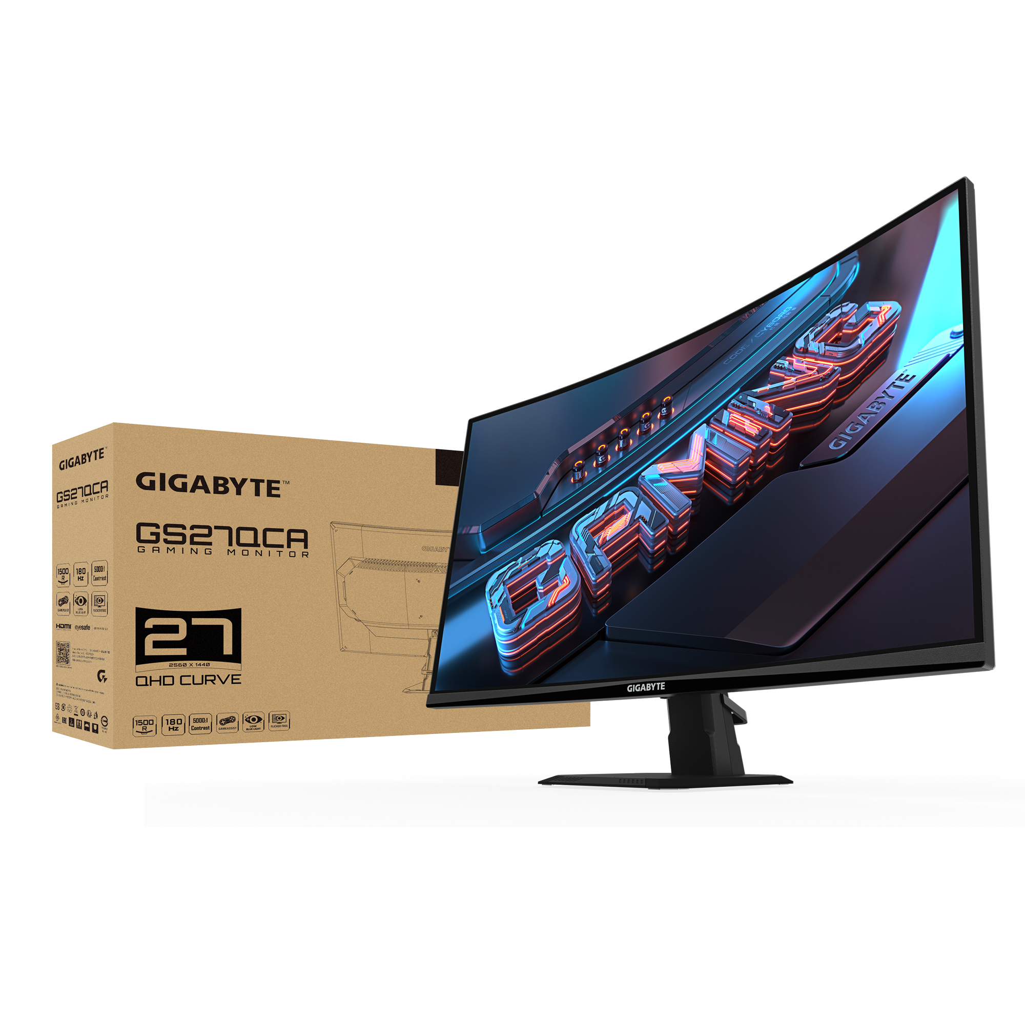 מסך קעור Gigabyte GS27QCA VA 180hz QHD HDR Ready AMD FreeSync