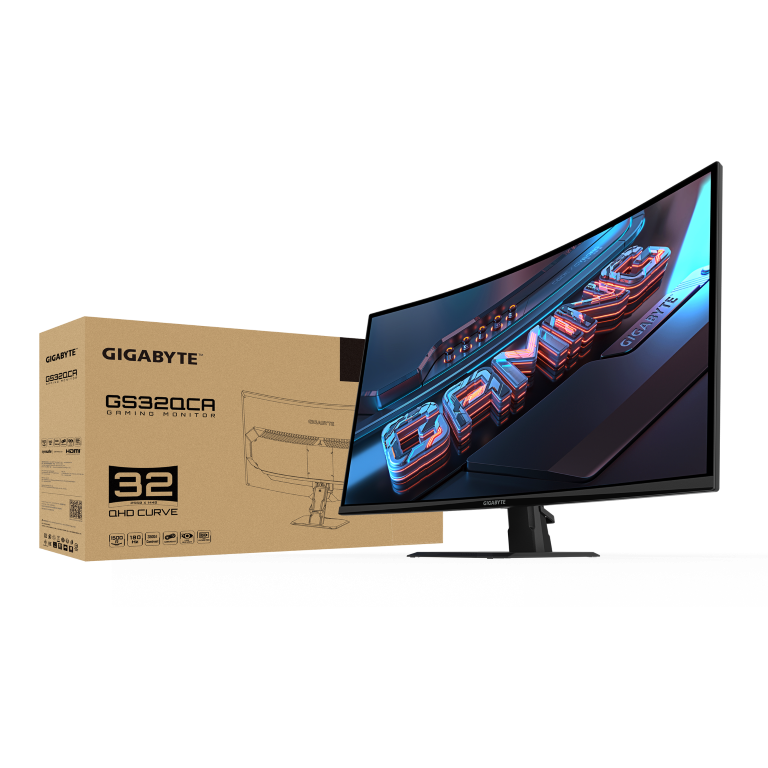 מסך קעור Gigabyte GS32QCA SS VA 1ms 2K QHD 180Hz FreeSync Tilt