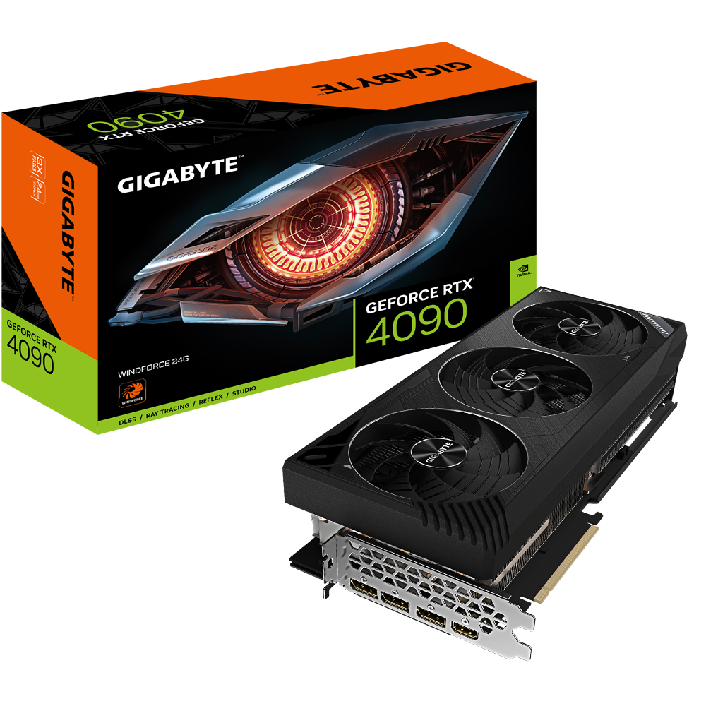 כרטיס מסך Gigabyte RTX 4090 WINDFORCE 24G 384Bit DP HDMI