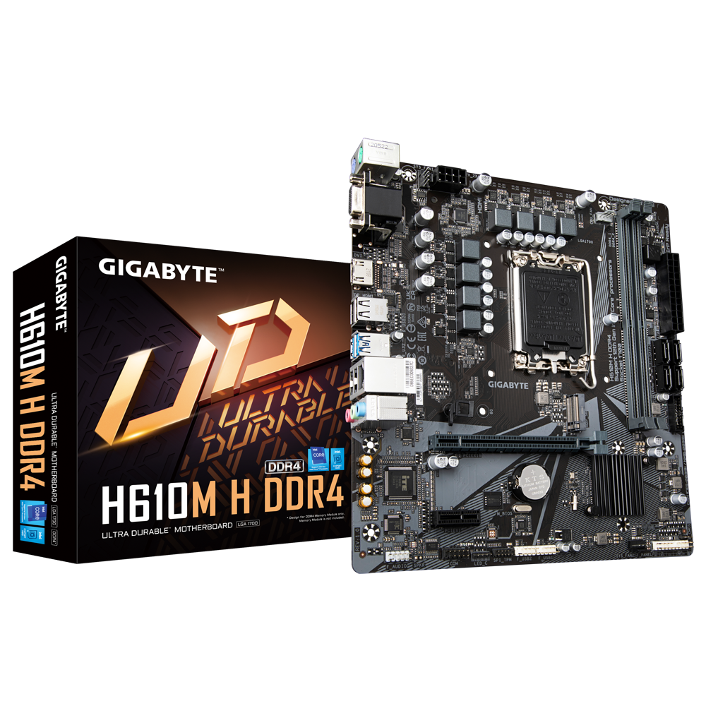 לוח לאינטל דור 12 Gigabyte H610M H DDR4 rev 1.2 VGA HDMI