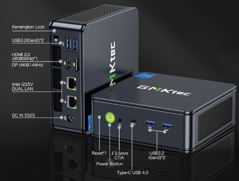 מחשב נייח קטן GMK-K7 Plus Intel I7-13620H 16GB 1TB NVME WIN11P