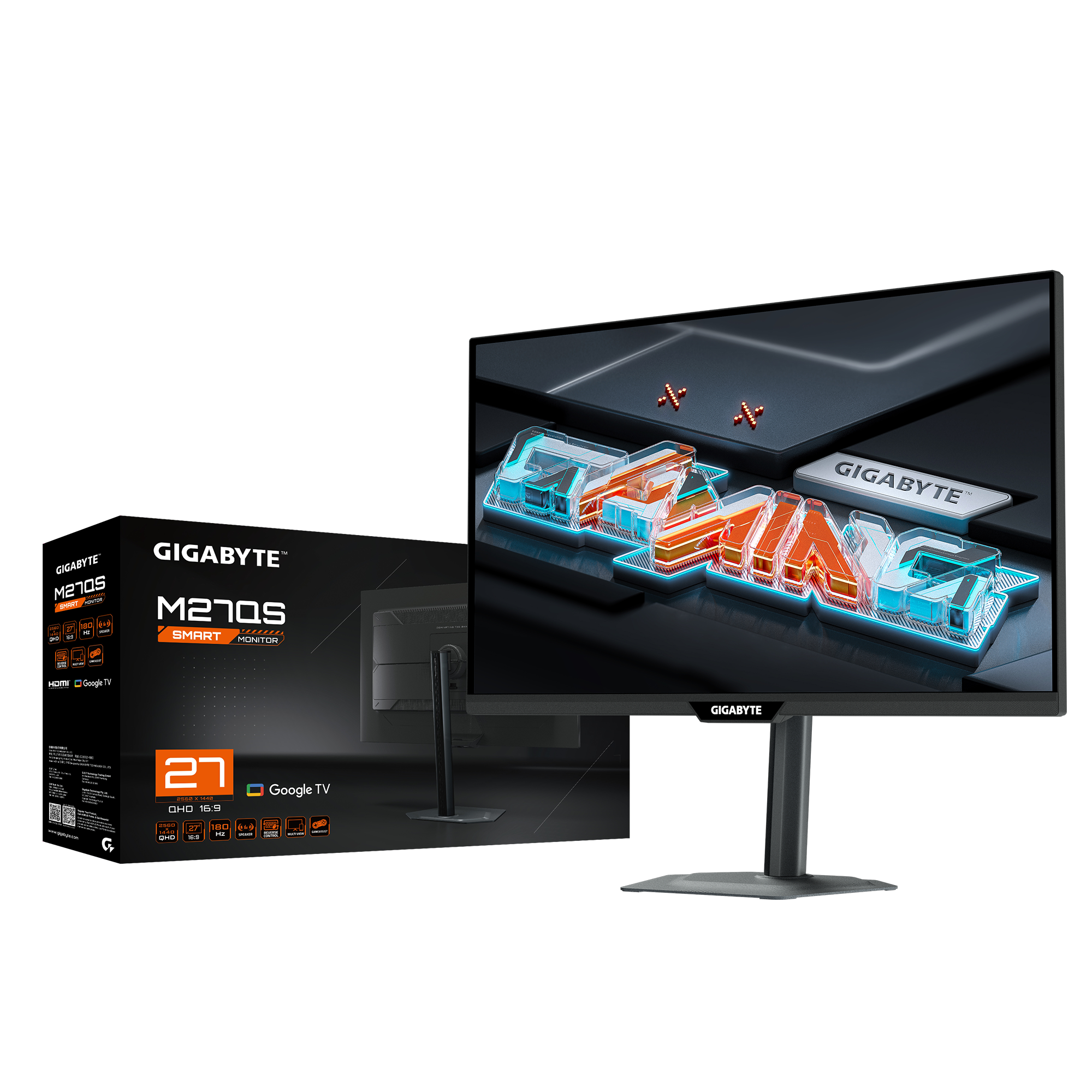 מסך גיימינג חכם Gigabyte M27QS 2K SS IPS 1Ms 180Hz Google TV