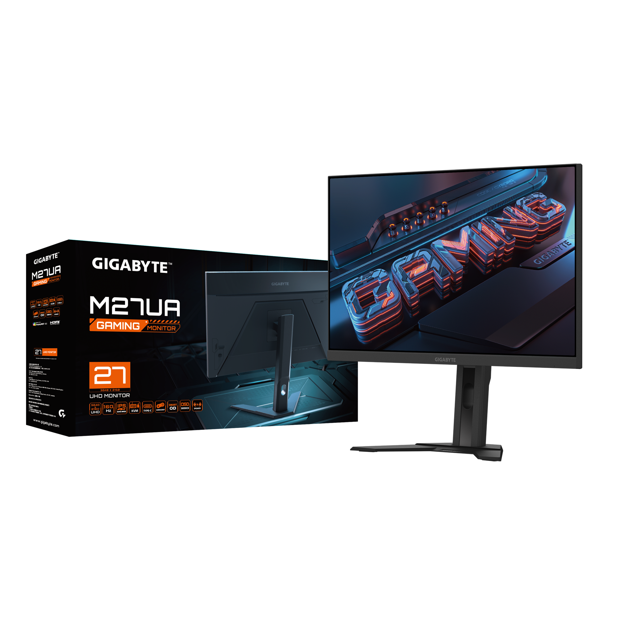 מסך גיימינג Gigabyte M27UA 4K SS IPS 160Hz 1MS HDR USB HUB