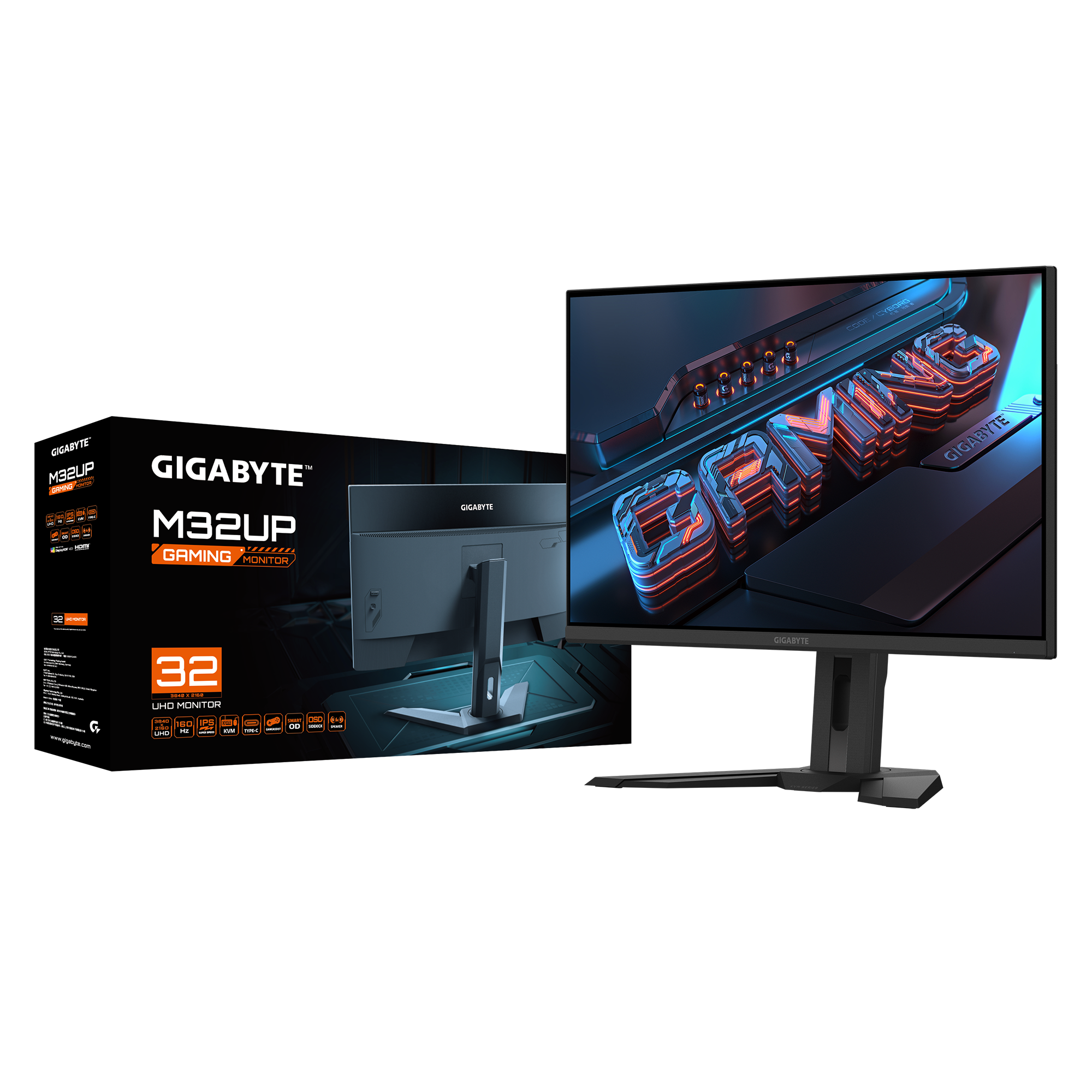 מסך שטוח Gigabyte M32UP 31.5 SS IPS 1ms 4K UHD 160Hz KVM HDR400
