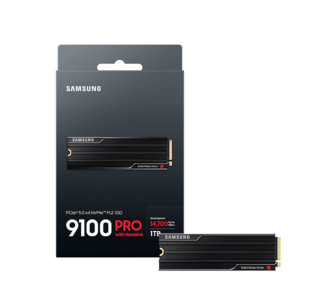 דיסק פנימי Samsung 9100 PRO W/Heatsink 1TB Gen5 M.2 NVME 2.0