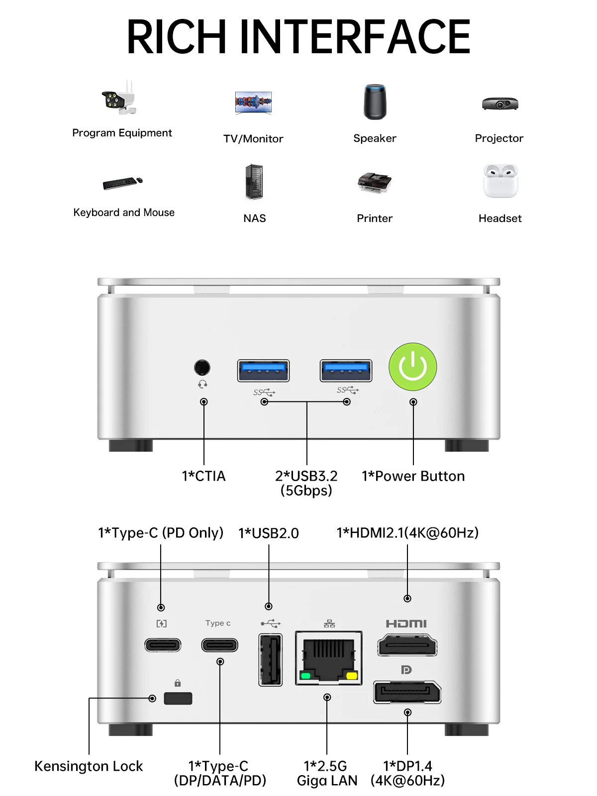 מחשב נייח קטן GMKtec G10 AMD R5 3500U 16GB 512GB WIN11PR