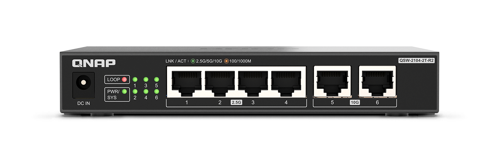 מתג לא מנוהל 2x10GbE + QNAP QSW-2104-2T-R2 4x2.5GbE