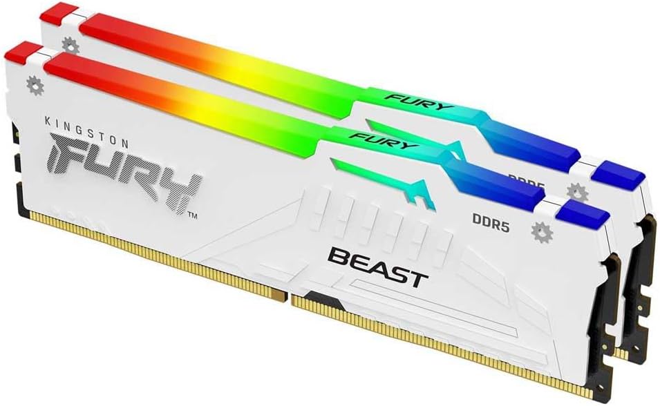 ז.לבן לנייח DDR5 32GB 2x16GB 6400Mhz C32  Kingston Fury Beast RGB