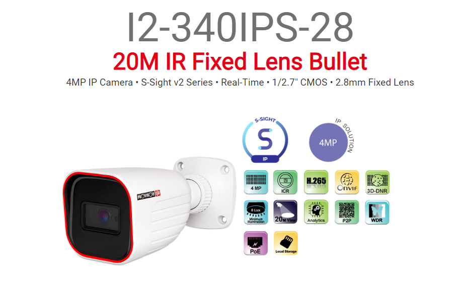 מצלמת צינור Provision I2-340IPSN-28-V2 IP POE 4MP 2.8