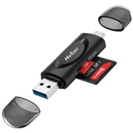 קורא כרטיסים Netac Card READER WK14 USB3.0+TYPE-C Msd/SD Black