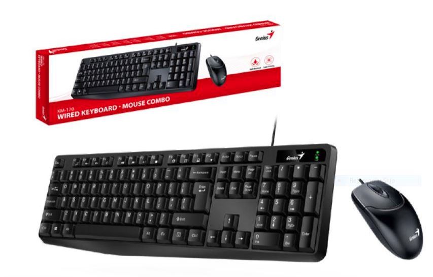 סט חוטי מקלדת ועכבר עברית אנגלית GENIUS KM-170