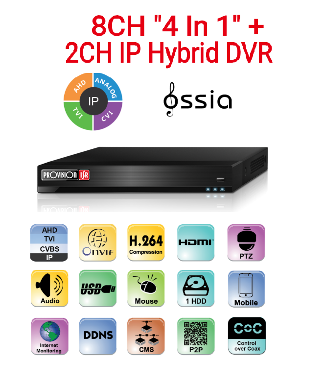 מכשיר הקלטה 2 מגה SH-8100A-2L 1TB IP2+AHD8