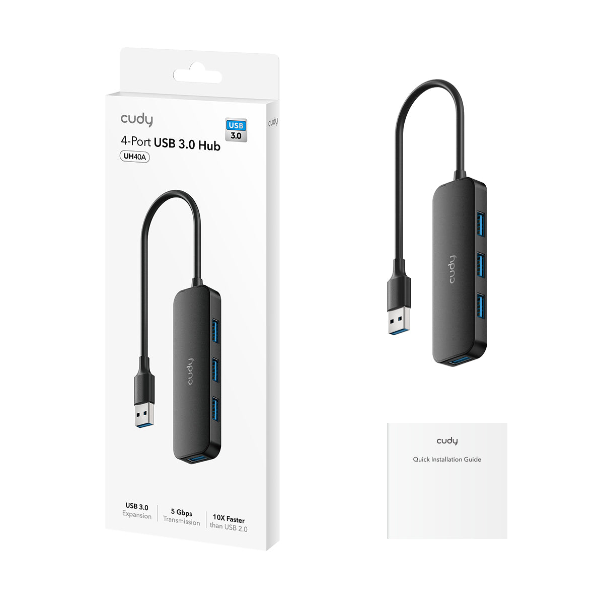מפצל USB CUDY UH40A USB3.0 4-PORTS HUB