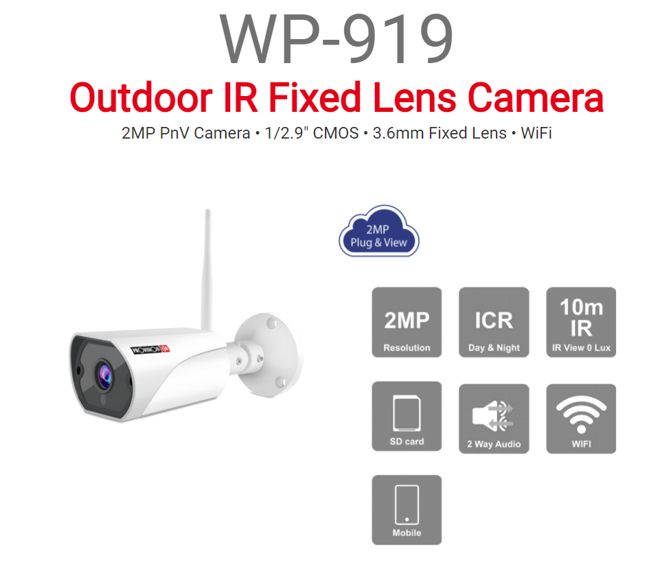 מצלמה עצמאית אלחוטית Provision WP-919 2.0MP Night Vision IP 3.6mm