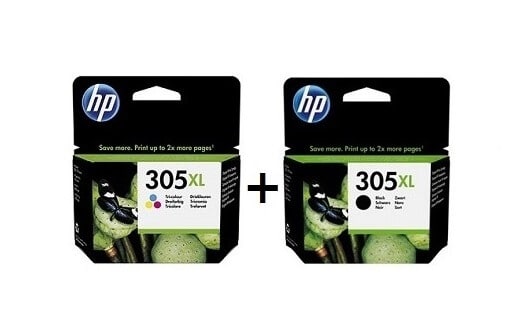מארז זוג ראשי דיו 305XL שחור וצבעוני מקורי HP (כמות כפולה)