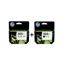 מארז זוג ראשי דיו 305XL שחור וצבעוני מקורי HP (כמות כפולה)