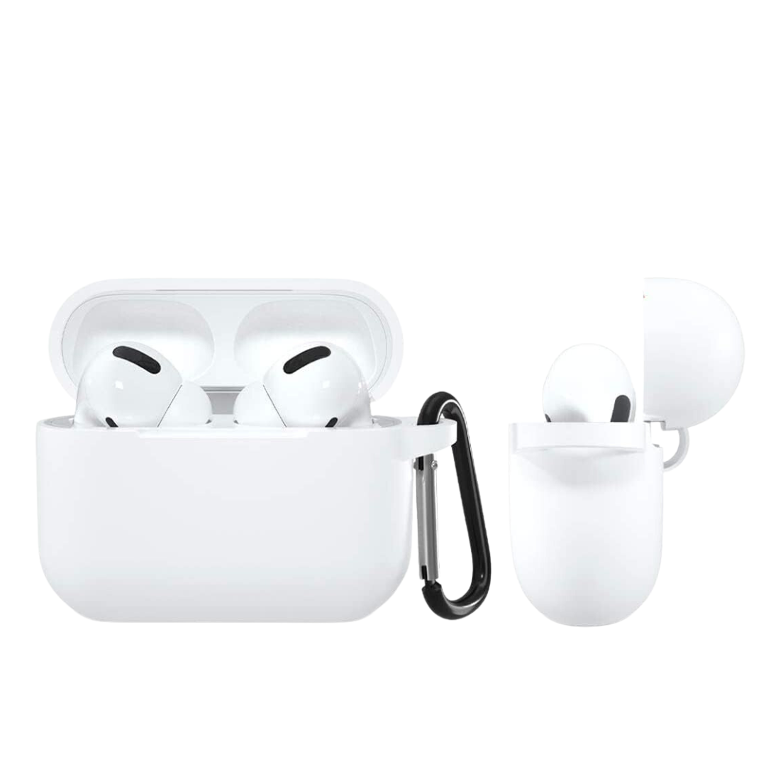 כיסוי סיליקון לאיירפודס מסדרת הפרו בצבע לבן כולל אבזם 