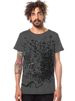 psychedelic mushroom grey t-shirt