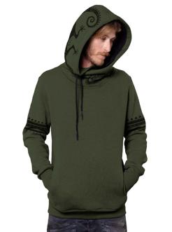 tribal print green hoodie