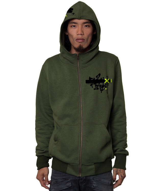 Plazmalab | olive abstract psychedelic men hoodie