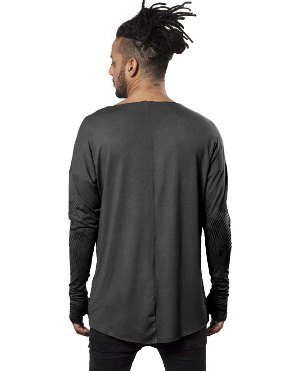 Plazmalab | Urban street style long sleeve grey shirt for men