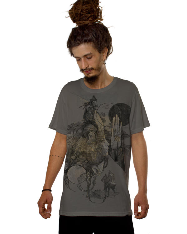 Plazmalab | grey tribal rave t-shirt