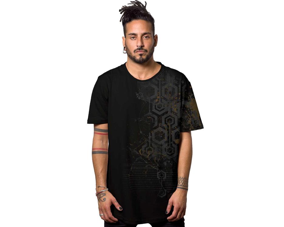 black man t-shirt with a geometric print
