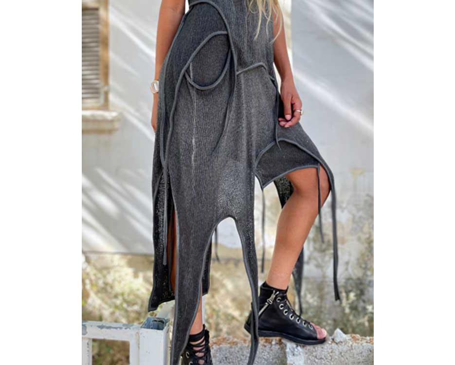 knitted tribal grey skirt