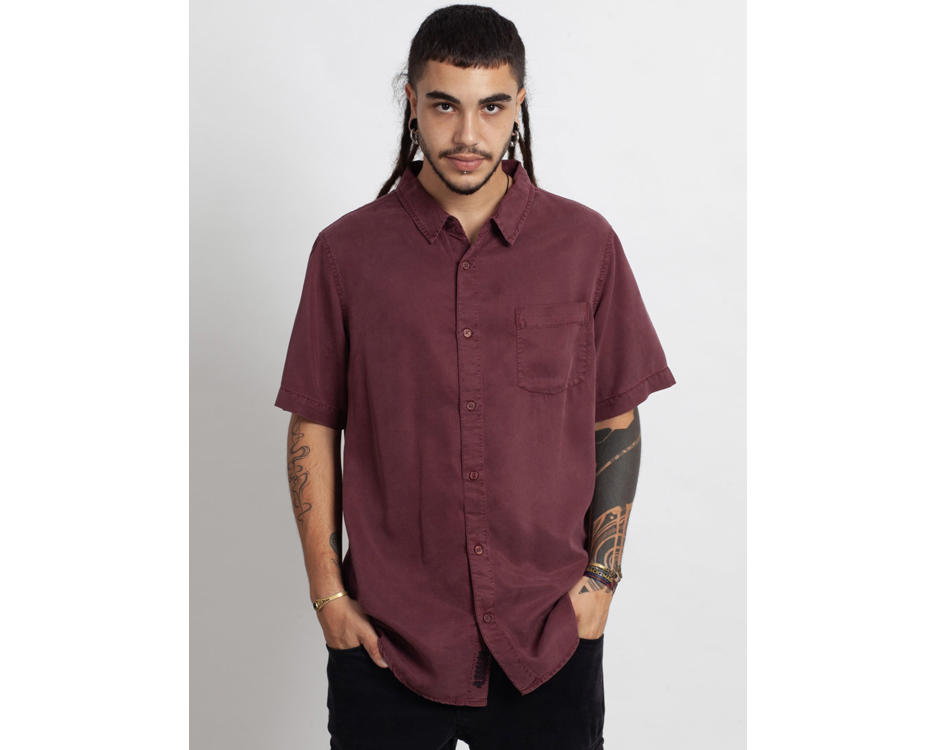 OR BUTTON SHIRT BORDEAUX WASH