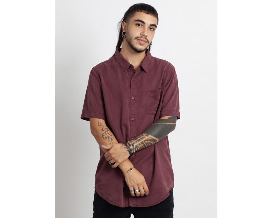 OR BUTTON SHIRT BORDEAUX WASH