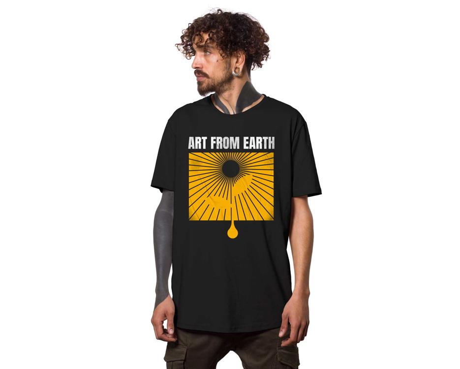 abstract sun black t-shirt