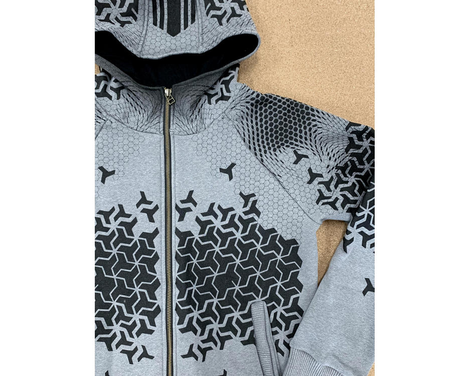 Shuriken grey psychedelic hoodie for men