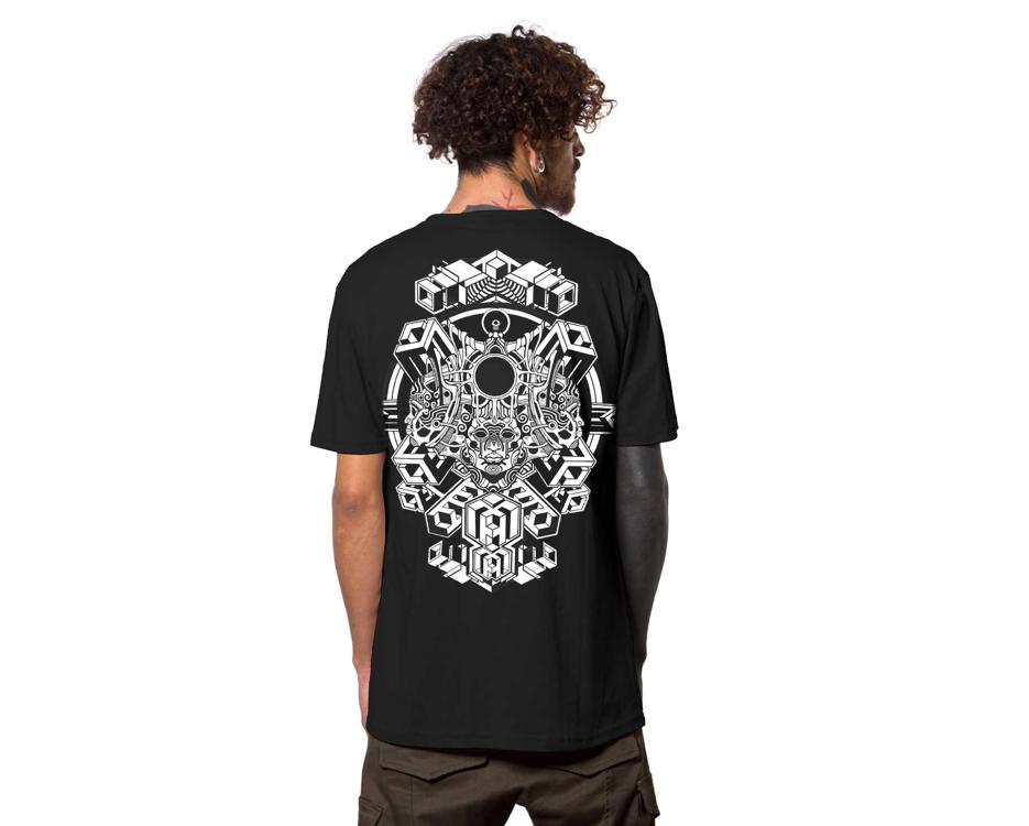 Geometric rave black t-shirt