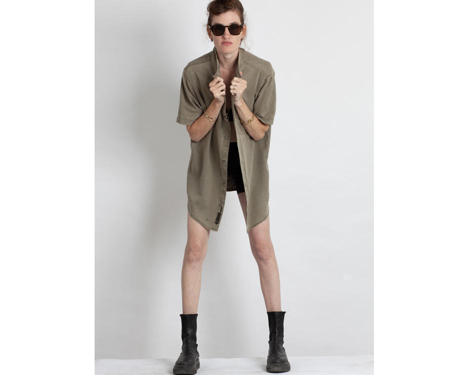 OR BUTTON SHIRT GREEN WASH