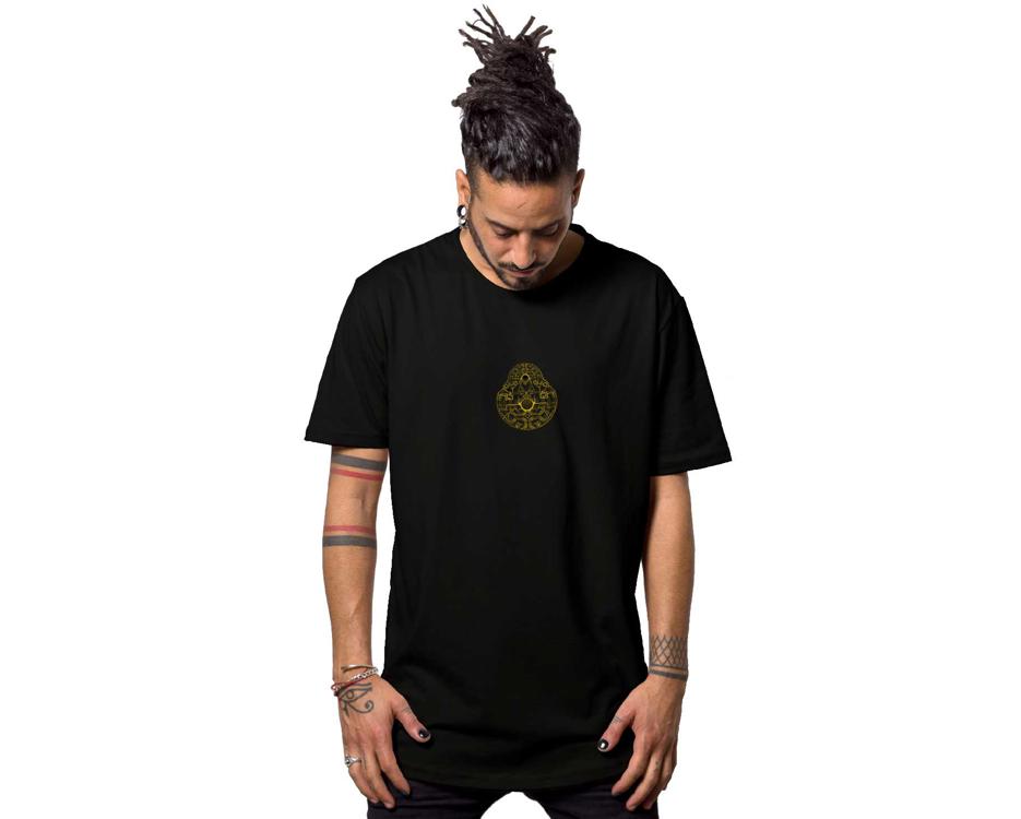 tribal shaman black print t-shirt
