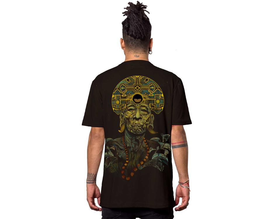 tribal shaman brown print t-shirt