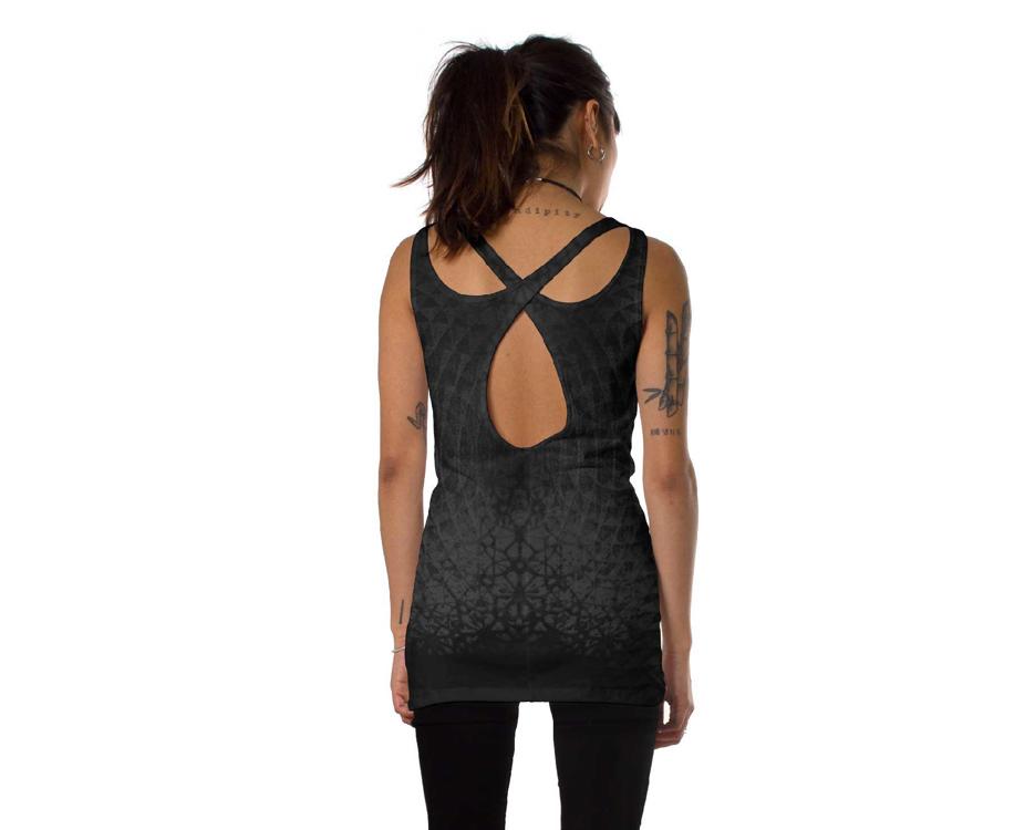 Women psychedelic wear -  Black sleeveless t shirt 