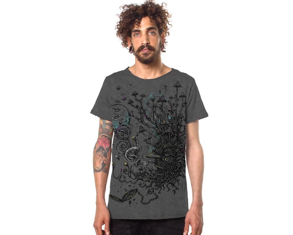 psychedelic mushroom grey t-shirt