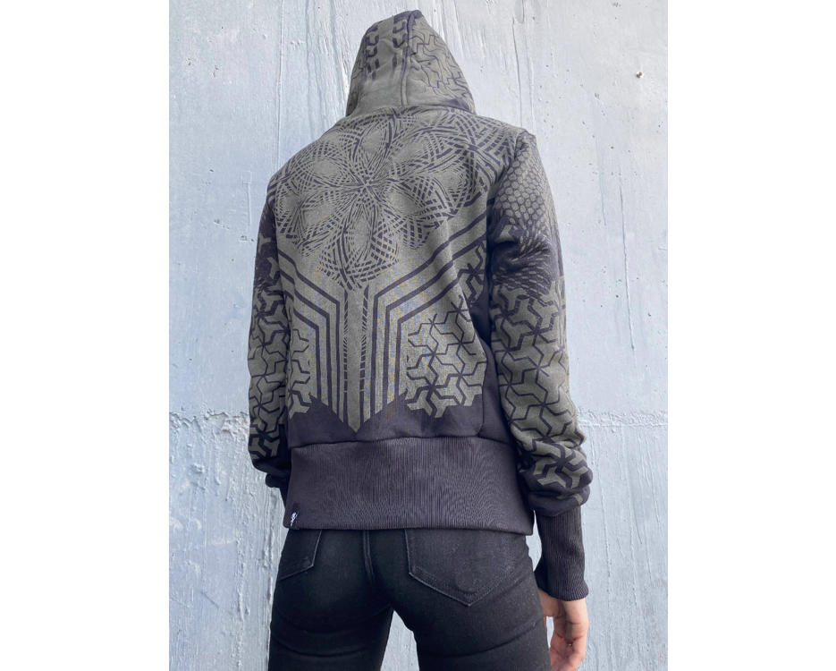 Shuriken black psychedelic hoodie for women